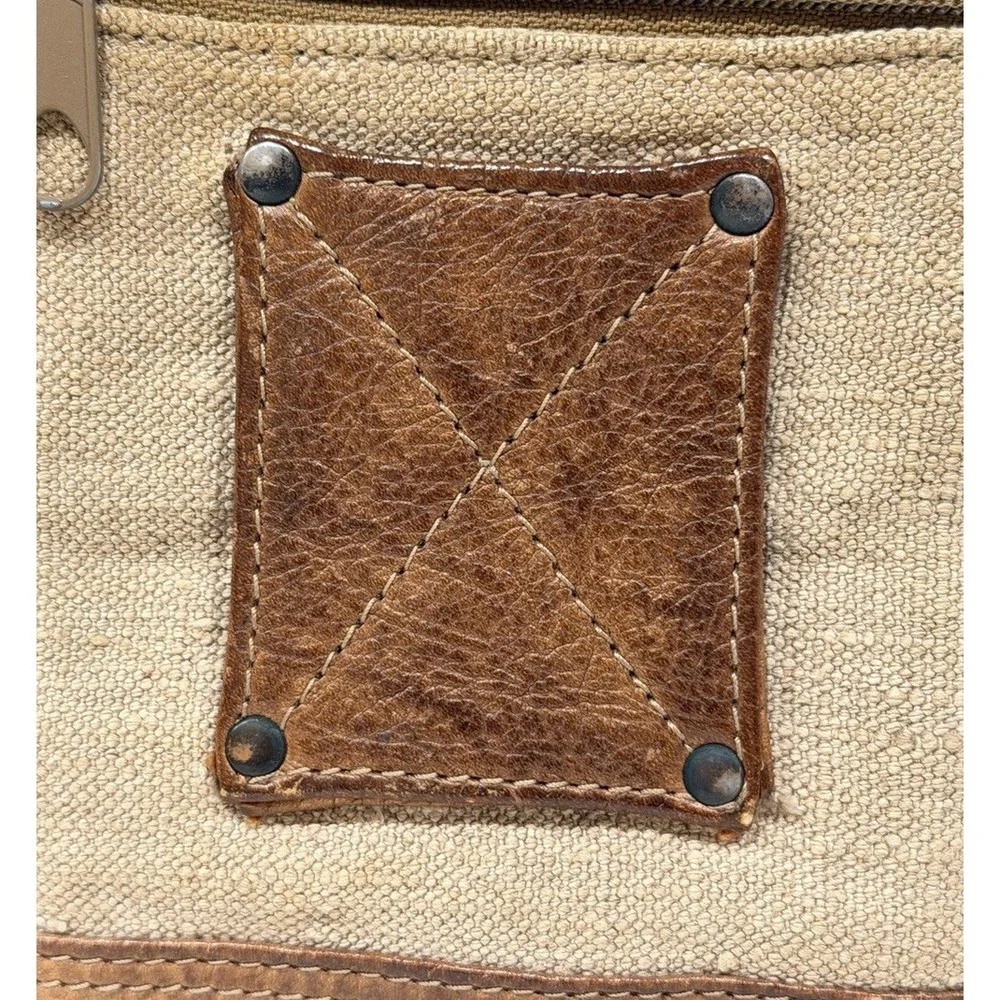 Vintage 80s Banana Republic Safari Linen & Leather Travel Pouch Strap Italy